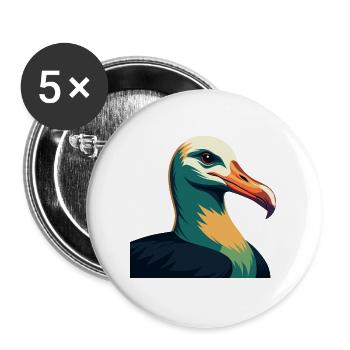 Albatross Cartoon Character Colorful Pet Animal - Buttons large 2.2''/56 mm (5-pack) - white - Front