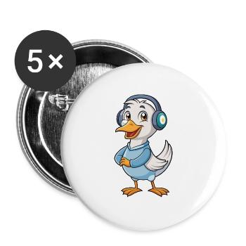 Goose Funny Cartoon Character Casque Musique - Lot de 5 grands badges (56 mm) - blanc - Devant