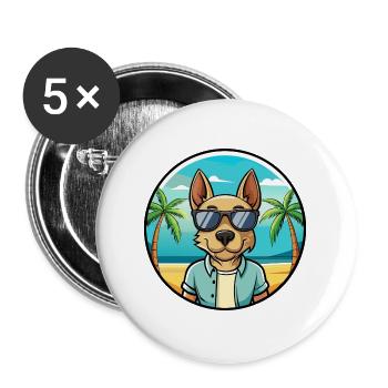 Thai Ridgeback Dog Breed Cartoon Sunglasses Beach - Buttons large 2.2''/56 mm (5-pack) - white - Front