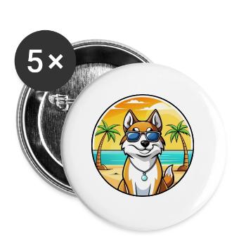 Westsibirische Laika-Hunderasse Cartoon-Sonnenbrille - Buttons groß 56 mm (5er Pack) - Weiß - Vorne