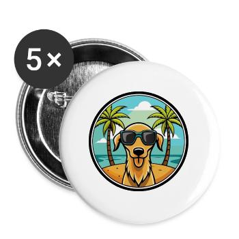 Sloughi Hunderasse Cartoon Sonnenbrille Strand - Buttons groß 56 mm (5er Pack) - Weiß - Vorne