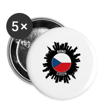 Brünn Skyline Tschechische Flagge Reise Souvenir - Buttons groß 56 mm (5er Pack) - Weiß - Vorne