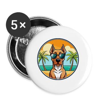 Rhodesian Ridgeback Hunderasse Cartoon Sonnenbrille - Buttons groß 56 mm (5er Pack) - Weiß - Vorne