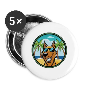 Jugoslawischer Windhund Hunderasse Cartoon Sonnenbrille Strand - Buttons groß 56 mm (5er Pack) - Weiß - Vorne