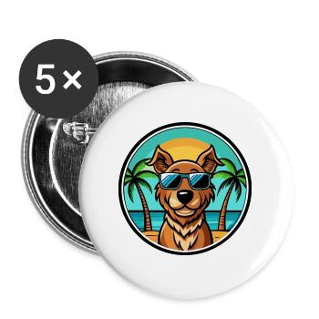 Pudelpointer Chien Race Dessin Animé Lunettes De Soleil Plage - Lot de 5 grands badges (56 mm) - blanc - Devant