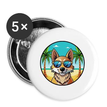 Slovensky Kopov Hunderasse Cartoon Sonnenbrille Strand - Buttons groß 56 mm (5er Pack) - Weiß - Vorne