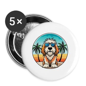 Petit Basset Griffon Vendeen Hunderasse Karikatur - Buttons groß 56 mm (5er Pack) - Weiß - Vorne