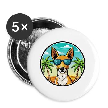 Podenco Canario Hunderasse Cartoon Sonnenbrille Strand - Buttons groß 56 mm (5er Pack) - Weiß - Vorne