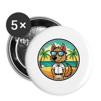 Polnische Jagdhunderasse Cartoon Sonnenbrille Strand - Buttons groß 56 mm (5er Pack) - Weiß - Vorne