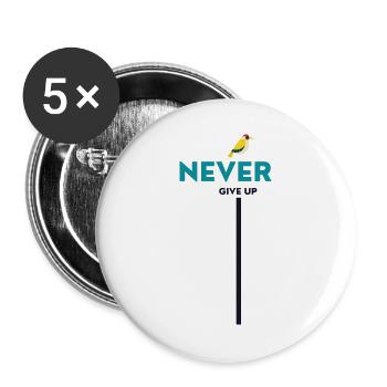 never give up bird - Buttons groß 56 mm (5er Pack) - Weiß - Vorne