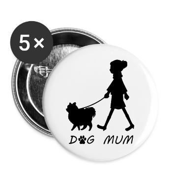 Dog Mum - Buttons groß 56 mm (5er Pack) - Weiß - Vorne