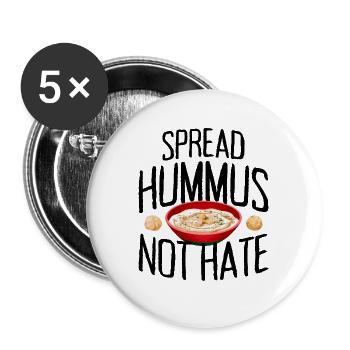 Spread Hummus Not Hate Vegan Geschenk Für Veganer - Buttons groß 56 mm (5er Pack) - Weiß - Vorne