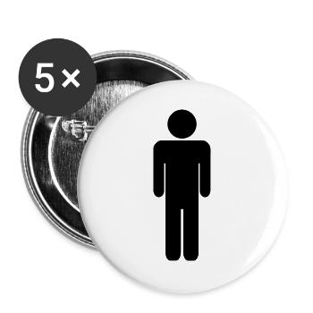 Mann - Buttons groß 56 mm (5er Pack) - Weiß - Vorne