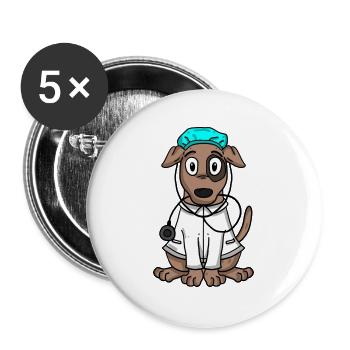 Chien médecin - Lot de 5 grands badges (56 mm) - blanc - Devant