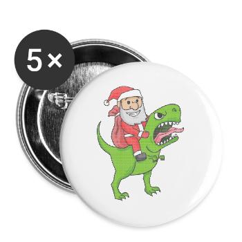 Christmas Dinosaur Ugly Christmas Effect - Buttons large 2.2''/56 mm (5-pack) - white - Front