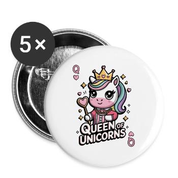 Queen Of Unicorns - Buttons large 2.2''/56 mm (5-pack) - white - Front