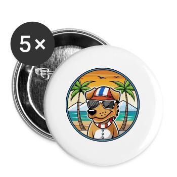 Chien de chasse norvégien Dunker Race de chien Cartoon Beach - Lot de 5 grands badges (56 mm) - blanc - Devant