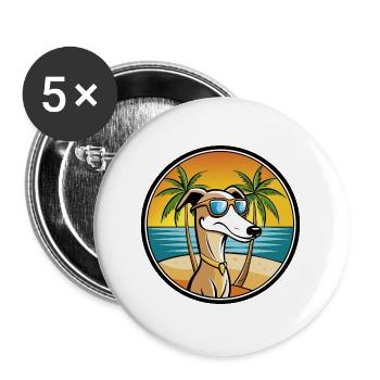 Old Croatian Sighthound Dog Breed Cartoon Beach - Buttons large 2.2''/56 mm (5-pack) - white - Front