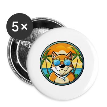 Moscow Watchdog Breed Cartoon Sunglasses Beach - Buttons large 2.2''/56 mm (5-pack) - white - Front