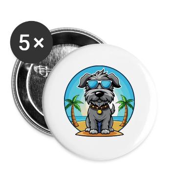 Kerry Blue Terrier Hunderasse Cartoon Sonnenbrille - Buttons groß 56 mm (5er Pack) - Weiß - Vorne