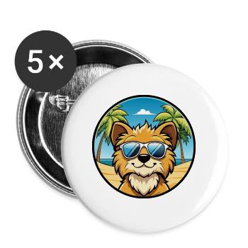 Lowchen Little Lion Dog Breed Cartoon Sunglasses - Buttons large 2.2''/56 mm (5-pack) - white - Front