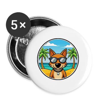 Latvian Hound Dog Breed Cartoon Sunglasses Beach - Buttons large 2.2''/56 mm (5-pack) - white - Front