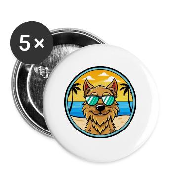 Griffon Nivernais Hunderasse Cartoon Sonnenbrille Strand - Buttons groß 56 mm (5er Pack) - Weiß - Vorne