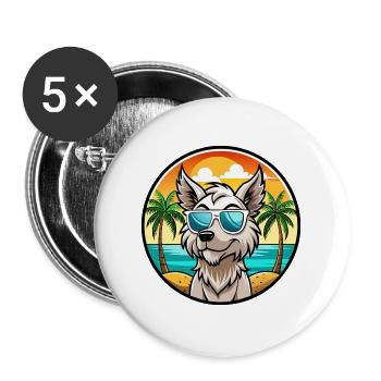 Grand Griffon Vendeen Hunderasse Cartoon Sonnenbrille - Buttons groß 56 mm (5er Pack) - Weiß - Vorne