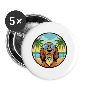 Gordon Setter Hunderasse Cartoon Sonnenbrille Strand - Buttons groß 56 mm (5er Pack) - Weiß - Vorne