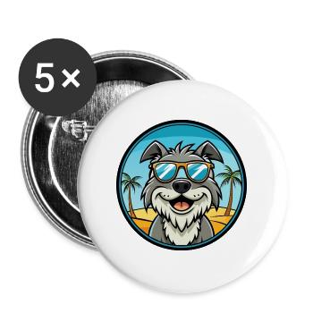 Harrier Hunderasse Cartoon Sonnenbrille Strand - Buttons groß 56 mm (5er Pack) - Weiß - Vorne