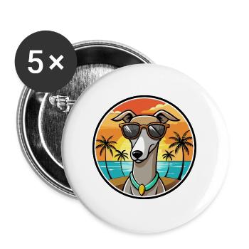 Galgo Español Hunderasse Cartoon Sonnenbrille Strand - Buttons groß 56 mm (5er Pack) - Weiß - Vorne