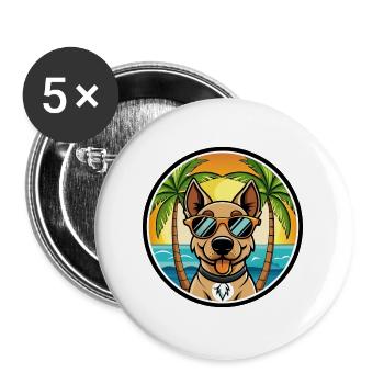 Deutscher Jagdterrier Hunderasse Cartoon Beach - Buttons groß 56 mm (5er Pack) - Weiß - Vorne