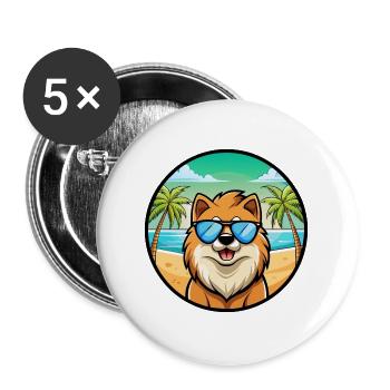 Eurasier Dog Breed Cartoon Sunglasses Beach - Buttons large 2.2''/56 mm (5-pack) - white - Front