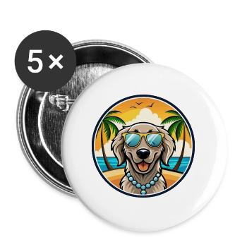 Flat Coated Retriever Dog Breed Cartoon Sunglasses - Buttons large 2.2''/56 mm (5-pack) - white - Front