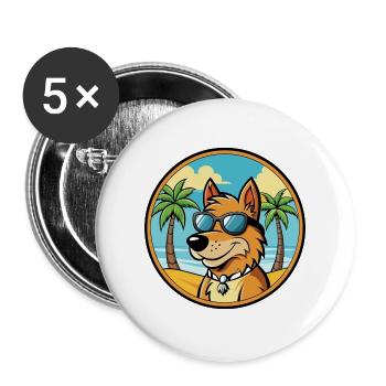 Frisian Pointing Dog Breed Cartoon Sunglass Beach - Buttons large 2.2''/56 mm (5-pack) - white - Front