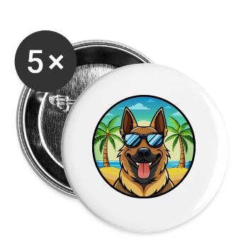 Berger d’Europe de l’Est Race Cartoon Beach - Lot de 5 grands badges (56 mm) - blanc - Devant
