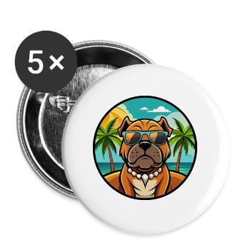 Bordeauxdogge Hunderasse Cartoon Sonnenbrille Strand - Buttons groß 56 mm (5er Pack) - Weiß - Vorne
