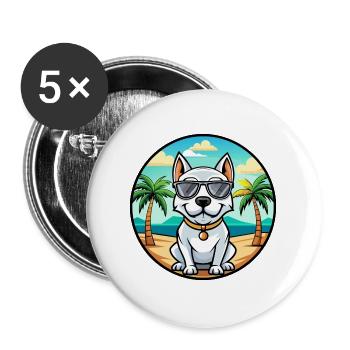 Dogue Argentino Chien Race Dessin Animé Lunettes De Soleil Plage - Lot de 5 grands badges (56 mm) - blanc - Devant