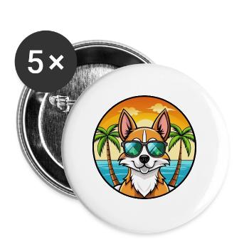 Chilenische Foxterrier Hunderasse Cartoon Sonnenbrille - Buttons groß 56 mm (5er Pack) - Weiß - Vorne
