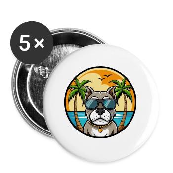 Bully Kutta Chien Race Dessin Animé Lunettes De Soleil Plage - Lot de 5 grands badges (56 mm) - blanc - Devant