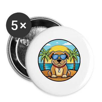 Broholmer Hunderasse Cartoon Sonnenbrille Strand - Buttons groß 56 mm (5er Pack) - Weiß - Vorne