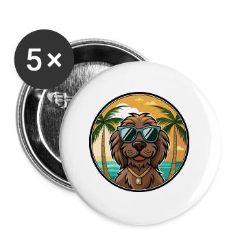 Boykin Spaniel Chien Race Dessin Animé Lunettes De Soleil Plage - Lot de 5 grands badges (56 mm) - blanc - Devant