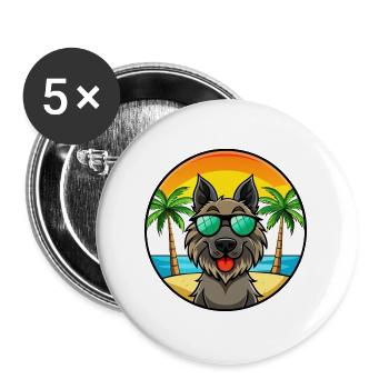 Lunettes de soleil belges Groenendael Dog Breed Cartoon - Lot de 5 grands badges (56 mm) - blanc - Devant