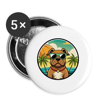 Boerboel Chien Race Dessin Animé Lunettes De Soleil Plage - Lot de 5 grands badges (56 mm) - blanc - Devant