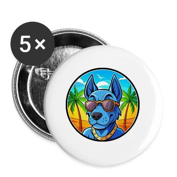 Blue Thai Ridgeback Dog Breed Cartoon Sunglasses - Buttons large 2.2''/56 mm (5-pack) - white - Front