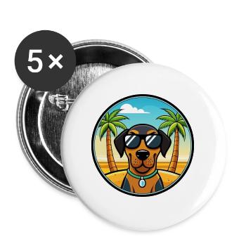 Schwarz Und Tan Coonhound Hunderasse Cartoon Strand - Buttons groß 56 mm (5er Pack) - Weiß - Vorne