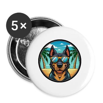 Beauceron Hunderasse Cartoon Sonnenbrille Strand - Buttons groß 56 mm (5er Pack) - Weiß - Vorne