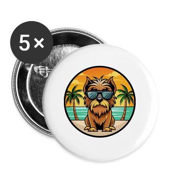 Belgische Griffon Hunderasse Cartoon Sonnenbrille Strand - Buttons groß 56 mm (5er Pack) - Weiß - Vorne