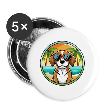 Beagle Harrier Hunderasse Cartoon Sonnenbrille Strand - Buttons groß 56 mm (5er Pack) - Weiß - Vorne