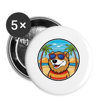 Armenischer Gampr Hund Rasse Cartoon Sonnenbrille Strand - Buttons groß 56 mm (5er Pack) - Weiß - Vorne